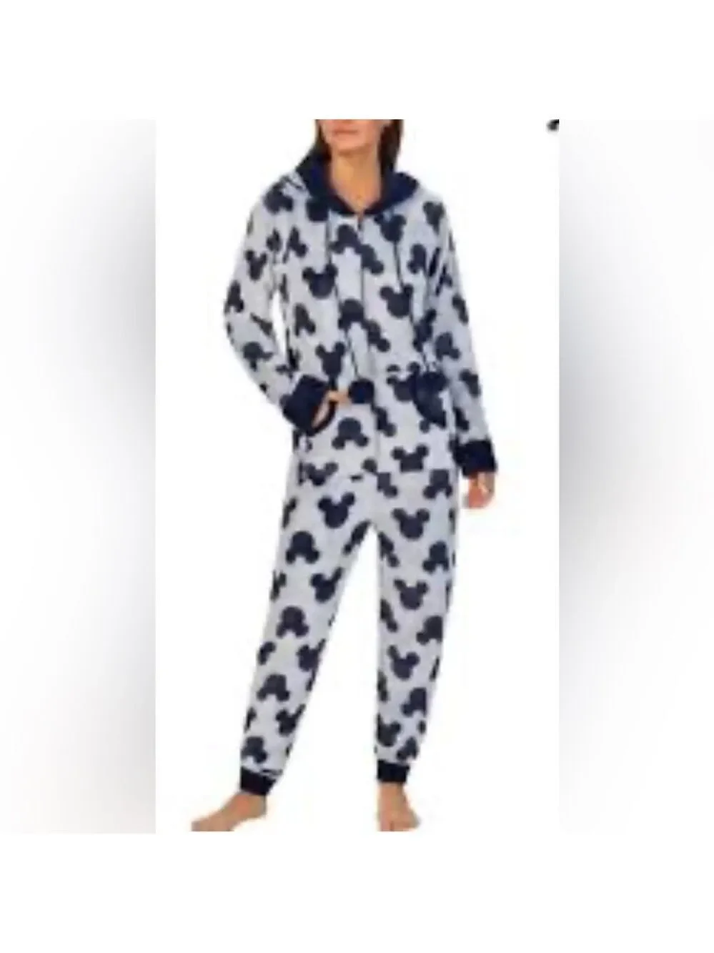 Disney Plush Hooded Onesie Mickey Mouse Pajamas SZ XS Oversized